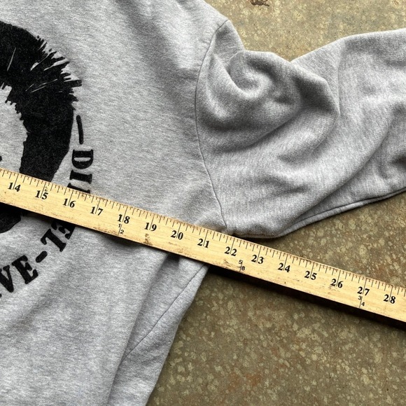 Vintage Diesel Only The Brave Mohawk Graphic Hoodie Mens Large Grey Sweatshirt - Picture 8 of 12